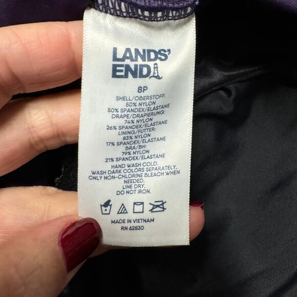 Lands End Womens Dark Purple One Piece Swim Suit Underwire Size 8P Petite NEW - Picture 7 of 8